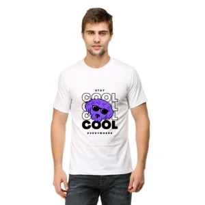EXCLUSIVE: Male Round Neck Half Sleeve STAY COOL EVERYWHERE (White) T-Shirt