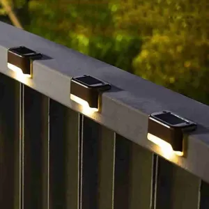 LED Waterproof Fence Solar Light Lamp for Outdoor Wall Garden (Plastic-Warm) (pack of 4)