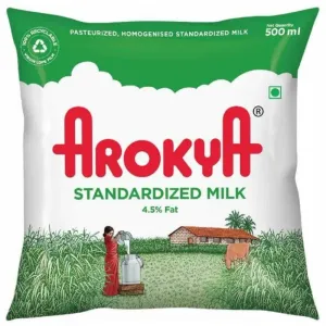 Arokya Standardised Milk 500 ml (Pouch)