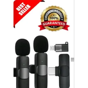 JAAR K9 Dual Wireless Microphone, Digital Mini Portable Recording Clip Mic with Receiver f