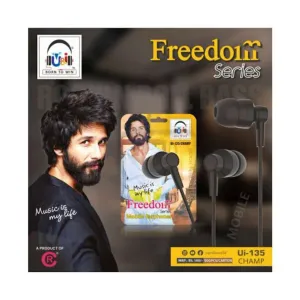 UandI Freedom Series Ui-135 Champ In-ear Earphones With Mic Wired Headset  (Black, In the 