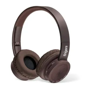 FINGERS WIRELESS BLUETOOTH HEADPHONES ROCK-N-ROLL H2 – BUILT-IN MIC, RICH BOOMING SOUND WITH ROCKING BASS, FOLDABLE & COMFORTABLE – BT, FM RADIO, AUX, MICROSD – CHOCO BROWN