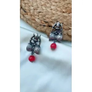 Trishul Red Pearl Earrings