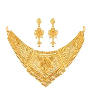 Apara Gold Plated Traditional Choker Necklace Earring One Gram Gold Jewellery Set (P-8274550)