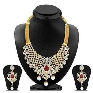 Sukkhi Golden Necklace Earrings Jewellery Set (P-1232303)