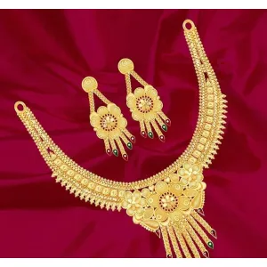 Mansiyaorange One Gram Gold Forming Choker Necklace Jewellery Set For Women (P-6647893)