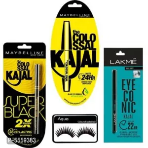 Combo Of Kajal & Eye Lashes (4 items In The Set)