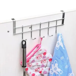 5 hook Stainless steel over the door hanger no drilling required 