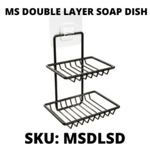 Black Steel double layer soap dish with magic sticker no drilling 