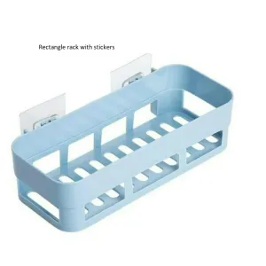 Plastic rectangle bathroom shelf with magic sticker no drilling 