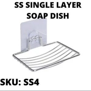 Stainless steel single layer curved soap dish with magic sticker no drilling required 