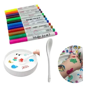 12pcs Colorful Magical Water Painting Pen with Ceramic Spoon