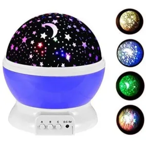Star Night Light Rotating Projector Lamp Colors and 360 Degree Moon Star Projection