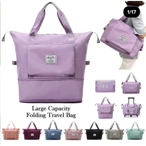 Waterproof folding travel bag with front pocket