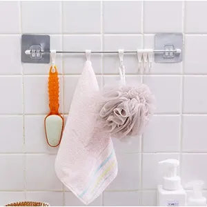 6 hook Self Adhesive Stainless Steel Hook Hanger for Kitchen/Bathroom Towel/Utensil Hook Holder/Bedroom