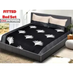 Black & white Elastic Fitted king size Bedsheet