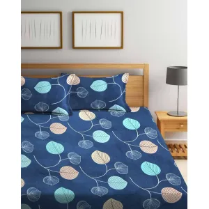 Blue elastic fitted bedsheet King size