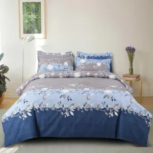 Grey & Blue follower Elastic fitted King size Bedsheet