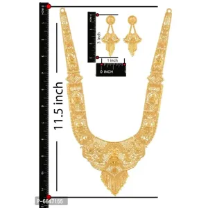 Mansiyaorange Maa Lakshmi Gold Plated Long Haram Necklace  Temple Jewellery Set  for Women