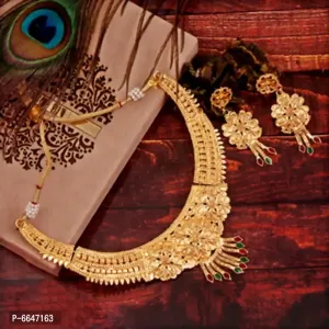 Mansiyaorange One Gram Gold Forming Choker Haar Necklace Imitation/ Jewelery/Jualry/Jwellr