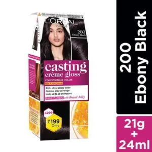Loreal Paris Casting Crème Gloss Hair Colour - Small Pack, 45 g 200 Ebony Black

