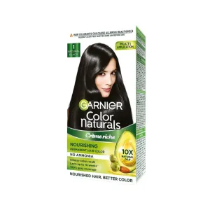 Garnier Color Naturals Creme Riche अमोनिया मुक्त बालों का रंग, प्राकृतिक काला (1) (70 ml +