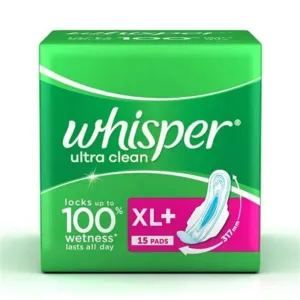Whisper Ultra Clean Sanitary Napkin with Wings (XL+)