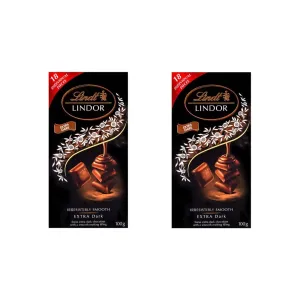 Lindor Dark Chocolate With Smooth Melting Felling 18 Individual Pieces 100g Bar Pack Of 2 (Imported)