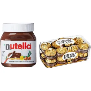 Nutella Hazelnut Spread, 350g and Ferrero Rocher Chocolate, (16 Pcs) 200g (Imported) Combo Pack