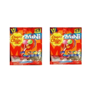 Chupa Chup 15 Mini Assorted Lollipop 90g Packet (Pack of 2)
