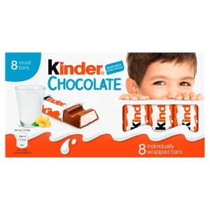 Kinder Chocolate Filled Milk Chocolate With a Rich Milky Filling 8 Bars Each Individually Wrapped 100g Gift Box (Italy)