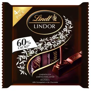 Lindt LINDOR Dark Chocolate Sticks | 4 x 25g Chocolate Bars | With Soft Melting Chocolate Filling with 60% Cocoa 