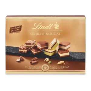 Lindt Schicht - Nougat Layered Nougat Pralines ( Hazelnut Pistachio and Marmalade ) Chocolate Pralines Box 125g