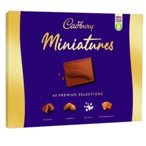 Cadbury Miniatures 20 Selections Of Milk Chocolate, Classic, Almond, Sea Salt, Butterscotch An Assortment Of Family Milk Chocolate With Toffee Pieces 200g (Gift Box)