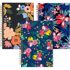 Notebook Spiral, A5 Flower College Ruled Journals Bulk, 100GSM Thick Paper Travel Journal 