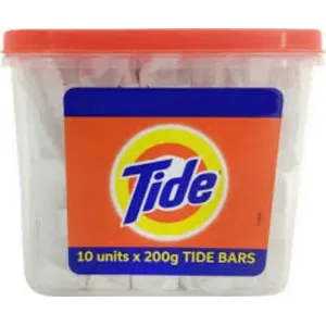 Tide Detergent Bar Soap, Value Pack of 10 with contaner