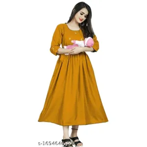Trendy Feeding Zip Maternity Women Cotton Maternity Gown Dresses