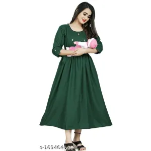 Trendy Feeding Zip Maternity Women Cotton Maternity Gown Dresses