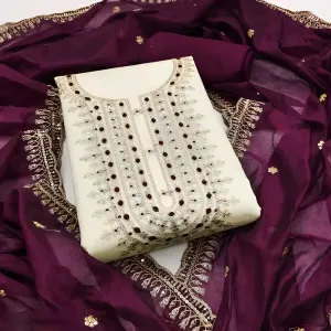 White Suit design with unique dupatta colour combination 