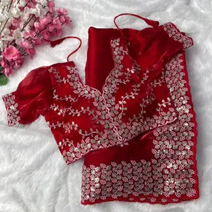Zimmy chuu saree Red