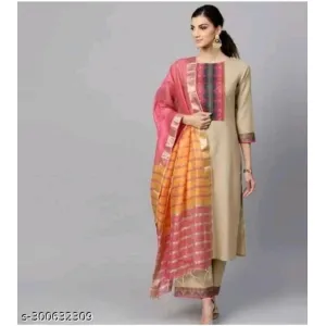 Cream Kurta set with Royal Dupatta 