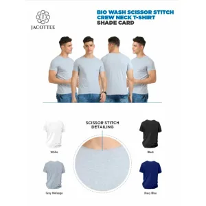 JACOTEE Scissor Stitch Cotton Crew Neck T-shirt (4 colors) Cotton 180gsm