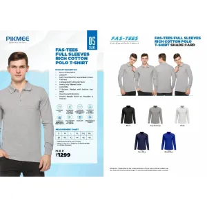 Fastees Full Sleeves Rich Polo T-Shirt (5 colors) Cotton 230gsm