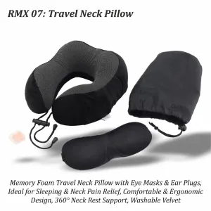 Memory Foam Travel Neck Pillow with Eye Masks & Ear Plugs Ideal for Sleeping & Pain Relief