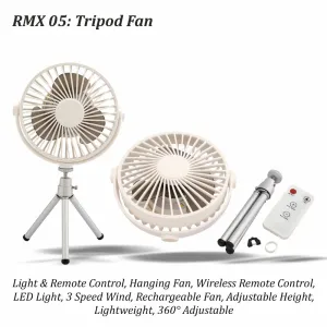 Tripod Fan - Portable Table Fan With Light & Remote Control