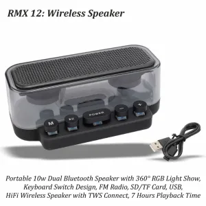 Bingo Wireless Speaker
- Portable 10w Dual Bluetooth Speaker with 360° RGB Light Show 