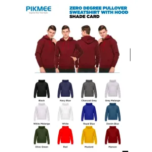 Zero Degree Pullover Sweatshirt With Hood (12 colors) Polycotton 350gsm
