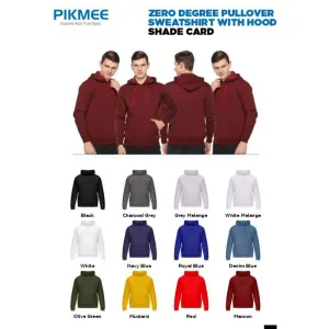 Zero Degree Pullover Sweatshirt With Hood (12 colors) Poly Cotton 350gsm
