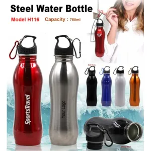 H116 Steel Water Bottle 750ml (6 colors)