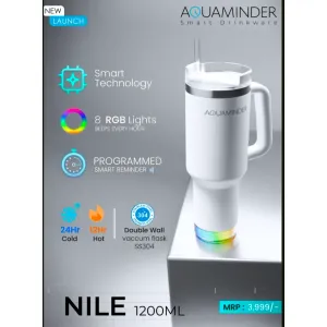 Aquaminder
Smart Drinkware Hot & cold Bottle
Nile 1200ml (5 color's)